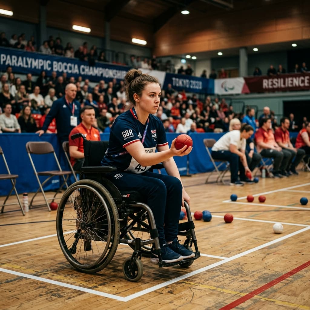 Atleta jugando Boccias
